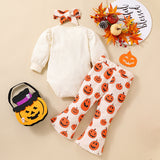 Baby Halloween Harper Pumpkin Baby Cute Creeper 2 Pcs Sets