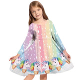 2-10T Kid Baby Girl Fashionable Foreign Pony Poly Print Cute Casual Dresses