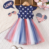 Kid Baby Girl Summer Independence Day Mesh Dress