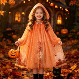 Children's Halloween Cloak Cloak Foreign Trade Children's Orange Pumpkin Broom Cartoon