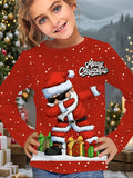 2-12T Kid Girl Cute Casual Fashion Christmas Print Long Sleeve T-shirt