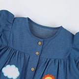 Kid Baby Girl Denim Summer Embroidered Cartoon Fashion Dress