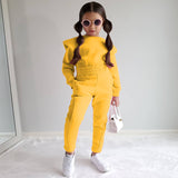 Kid Baby Girl Autumn Leisure Sports  Long-sleeved Solid 2 Pcs Set