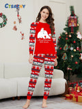 Family Matching Bear Snowflake Letters Stripes Christmas Parent-child Pajamas