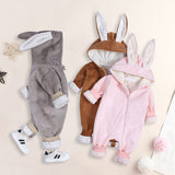 Baby Boy Girl Autumn Winter Rabbit Crawling Velvet Warm Rompers