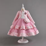 3-10T Kid Girl Long-sleeved Autumn Winter Banquet Performance Dresses