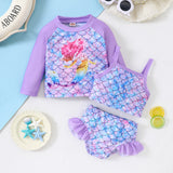 Kid Girls Swimming Suit Split Suspender Swimsuit 2 Pcs Set