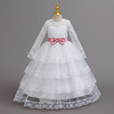 Princess Dress Dress Long Sleeve Lace Mesh Dress Bow Dress