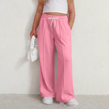 New solid color lines fashionable soft casual straight medium and adult trousers