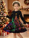 3-12Y Kid Girls Autumn Winter Christmas Long Sleeve 3D Dresses