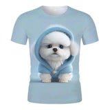 2-12T Kid Boy Personalized Rock Animal Series 3D Digital Printing Casual Short Sleeve T-Shirt