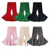 3M-6T Kid Baby Girls Fashion Stretch Sequins Flared Pants