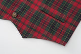 1-5Y Kid Baby Boys Red Plaid Christmas Suit Multi-piece Set