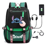 Lilo And Stitch Girl School Bags USB Charge Backpack