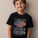 Kids Vintage American 250th Anniversary July 4th Crew Neck Short Sleeve T-shirt