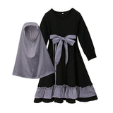 Kid Girls Spring Autumn Long-sleeved Solid Dress