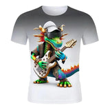 2-12T Kid Boy Personalized Rock Animal Series 3D Digital Printing Casual Short Sleeve T-Shirt