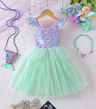 1-6Y Kid Baby Girls Fly Sleeve Mesh Sweet Sequins Princess Dresses