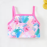 Kid Girls Swimming Suit Split Suspender Swimsuit 2 Pcs Set