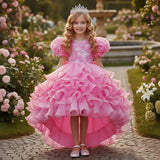 Kid Girls Bubble Short-sleeved Flower Wedding Dresses