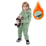 1-10T Kid Baby Boy Girl Autumn Winter Sports Velvet Warm Suit 2 Pcs Set