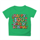 Kid Girl Boy 100 Days of School Print Round Neck Short Sleeve T-shirt Tops
