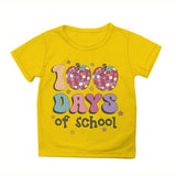 Kid Girl Boy 100 Days of School Print Round Neck Short Sleeve T-shirt Tops