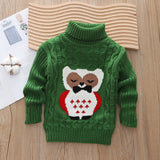 1-6T Kid Baby Girl Boy Long-sleeved Cartoon Turtleneck Knitted Sweater