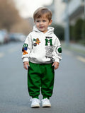 Autumn New Comfortable Casual Boys' Animal-patterned Hooded Sweatshirt and Long Pants
