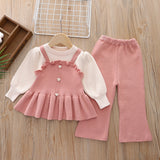 1-6T Kid Baby Girls Knit Long Sleeve Suits 2 Pcs Set
