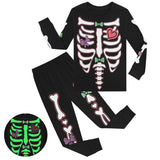 2-12T Kid Halloween Boys Glow Skeleton Pajamas 2 Pcs Set
