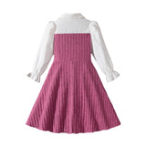 5-12Y Kid Girls Patchwork Striped Stylish Long-sleeve Autumn Dresses