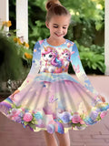 2-10T Kid Girl Fake Personalized Long-sleeved Swing Fashion Trend Dresses