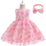 1-6T Kid Girl Summer Sleeveless Flower V-neck Dresses