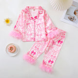 1-8T Kid Baby Girl Bow Sweet Casual Long Sleeve Christmas Pajamas