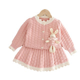 1-6T Kid Baby Girls Autumn Winter Knitted Suit 2 Pcs Set