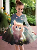 Christmas Crew Neck Dress Girls Korean Version Fashion Foreign Style Long Sleeve Snowflake