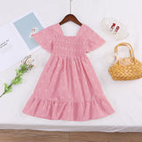 Kid Baby Girls Popular Sleeveless Square Neck Pleated Backless Dresses
