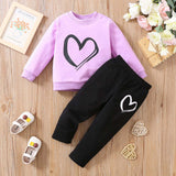 1-6T Kid Girl Ins Love Long-sleeved Fashion Suit 2 Pcs Set