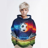 2-12T Kid Boy Graffiti Football 3D Digital Printing Casual Pullover Hoodie