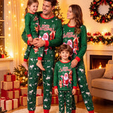 Family Matching Christmas Parent-child Pajamas Fashion Crew Neck Print Long-sleeved Loungewear