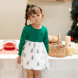 1-6Y Kid Baby Girl Christmas Green Red Party Dresses