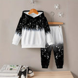1-8Y Baby Kid Boys Hooded Fashion Trend Gradually Starry Sky Suit 2 Pcs Set