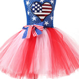 Kid Girl American Flag Independence Day Party Patriotic Parade Tutu Gauze Dresses