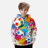 2-12T Kid Boy Graffiti Football 3D Digital Printing Casual Pullover Hoodie