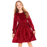 Kid Girl Long Sleeve Velvet  Autumn Winter Retro Princess Dresses