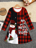 3-12Y Kid Girl Christmas  Autumn Winter Long-sleeved  3D Print Dresses