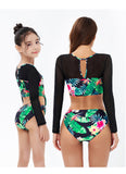 New Long Sleeve Printed One Piece Bikini Kids Swimming Surfing Snorkeling Swimsuit