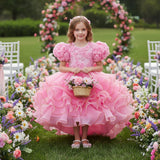 Kid Girls Trailing Three-dimensional Bubble Sleeve Tutu Dress