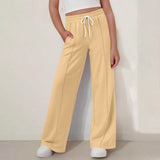 New solid color lines fashionable soft casual straight medium and adult trousers
